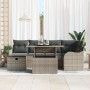 Conjunto de Sofás de Jardín de 7 Piezas con Cojines Gris Poliratán, Sofá de Jardín de 2 Plazas con Cojines Gris Poliratán by ...