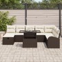 Set de sofá de jardín de 9 piezas con cojines marrón poli ratán by , Outdoor sofas - Ref: Foro24-3359775, Price: 636,88 €, Di...