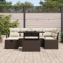 Juego de Sofá de Jardín de 7 Piezas con Cojines Marrón Rattan PE, Sofá de Jardín de 2 Plazas con Cojines Marrón Rattan PE by ...