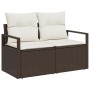 Juego de Sofá de Jardín de 7 Piezas con Cojines Marrón Rattan PE, Sofá de Jardín de 2 Plazas con Cojines Marrón Rattan PE by ...