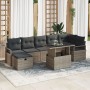Conjunto de Sofá de Jardín de 8 Piezas con Cojines Gris Poliratán, Sofá de Jardín de 2 Plazas con Cojines Gris Poliratán by ,...