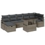 Conjunto de Sofá de Jardín de 8 Piezas con Cojines Gris Poliratán, Sofá de Jardín de 2 Plazas con Cojines Gris Poliratán by ,...