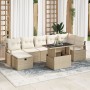 Juego de Sofá de Jardín de 8 Piezas con Cojines Beige Poliratán, Sofá de Jardín para Dos Personas con Cojines Beige Poliratán...