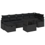 Set de Sofá de Jardín de 8 Piezas con Cojines Negro Poliratán