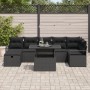 Set de Sofá de Jardín de 8 Piezas con Cojines Negro Poliratán, Sofá de Jardín de 2 Plazas con Cojines Negro Poliratán | Foro24.es | Tu tienda online para hogar, jardín y más Foro24.es