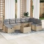 Juego de Sofás de Jardín de 9 Piezas con Cojines Beige Poliratán,  Sofá de Jardín de 2 Plazas con Cojines Beige Poliratán | Foro24.es | Tu tienda online para hogar, jardín y más Foro24.es