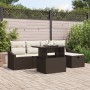 Juego de Sofá de Jardín de 6 piezas con Cojines Marrón Ratán Poliéster von , Outdoor-Sofas - Ref: Foro24-3359825, Preis: 414,...