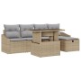 Conjunto de Sofá de Jardín de 6 Piezas con Cojines Beige de Poliratán by , Outdoor sofas - Ref: Foro24-3359827, Price: 415,36...