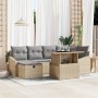 Conjunto de Sofá de Jardín de 7 Piezas con Cojines Beige de Poliratán by , Outdoor sofas - Ref: Foro24-3359837, Price: 493,46...