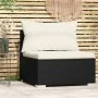 Sofá central para jardín con cojines ratán sintético negro by vidaXL, Modular outdoor sofas - Ref: Foro24-317493, Price: 90,5...