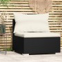 Sofá central para jardín con cojines ratán sintético negro von vidaXL, Modulare Sofas für den Außenbereich - Ref: Foro24-3174...