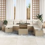 Conjunto de Sofás de Jardín de 9 Piezas con Cojines Beige de Ratán Poliéster von , Outdoor-Sofas - Ref: Foro24-3359898, Preis...