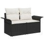 Conjunto de Sofá de Jardín de 6 Piezas con Cojines Negros de Poliratán von , Outdoor-Sofas - Ref: Foro24-3359904, Preis: 405,...