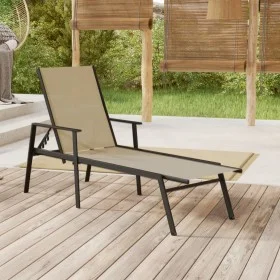 Steel and cream textilene fabric sun lounger by vidaXL, Loungers - Ref: Foro24-317597, Price: 131,56 €, Discount: %