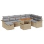 Juego de Sofá de Jardín de 9 Piezas con Cojines Beige de Ratán Polietileno by , Outdoor sofas - Ref: Foro24-3359927, Price: 5...