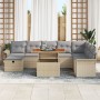 Juego de Sofá de Jardín de 9 Piezas con Cojines Beige de Ratán Polietileno by , Outdoor sofas - Ref: Foro24-3359927, Price: 5...