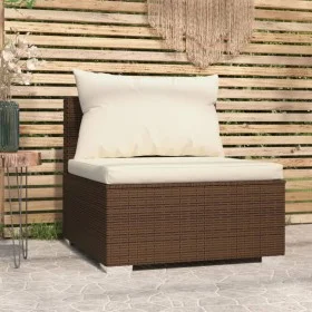 Central garden sofa with brown synthetic rattan cushions by vidaXL, Modular outdoor sofas - Ref: Foro24-317504, Price: 87,79 ...