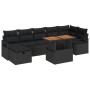 Set de Sofá de Jardín de 8 Piezas con Cojines Negro Poliratán, Sofá de Jardín de 2 Plazas con Cojines Negro Poliratán by , Ou...