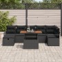 Set de Sofá de Jardín de 8 Piezas con Cojines Negro Poliratán, Sofá de Jardín de 2 Plazas con Cojines Negro Poliratán by , Ou...
