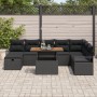 Conjunto de Sofás de Jardín de 9 Piezas con Cojines Negro Poliratán,  Sofá de Jardín de 2 Plazas con Cojines Negro Poliratán | Foro24.es | Tu tienda online para hogar, jardín y más Foro24.es