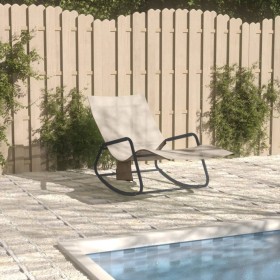 Sonnenliege aus Stahl und cremefarbenem Textilene-Stoff von vidaXL, Liegen - Ref: Foro24-317593, Preis: 74,89 €, Rabatt: %