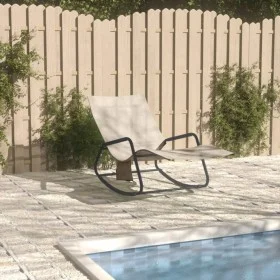 Steel and cream textilene fabric sun lounger by vidaXL, Loungers - Ref: Foro24-317593, Price: 73,94 €, Discount: %