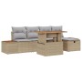 Juego de Sofás de Jardín de 6 Piezas con Cojines Beige Ratán Poliéster by , Outdoor sofas - Ref: Foro24-3360075, Price: 452,5...