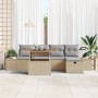 Juego de Sofás de Jardín de 6 Piezas con Cojines Beige Ratán Poliéster by , Outdoor sofas - Ref: Foro24-3360075, Price: 452,5...