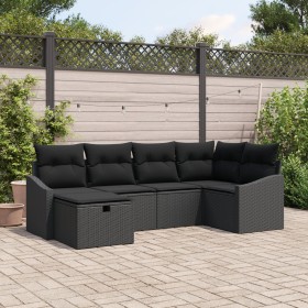 Juego de Sofás de Jardín de 6 Piezas con Cojines Negro Ratán Poliéster von , Outdoor-Sofas - Ref: Foro24-3360614, Preis: 430,...