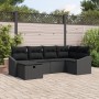 Juego de Sofás de Jardín de 6 Piezas con Cojines Negro Ratán Poliéster by , Outdoor sofas - Ref: Foro24-3360614, Price: 430,0...