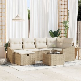 Juego de Sofá de Jardín de 7 piezas con Cojines Beige Ratán Poliéster von , Outdoor-Sofas - Ref: Foro24-3360622, Preis: 512,0...