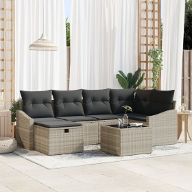 Juego de Sofá de Jardín de 7 Piezas con Cojines en Gris Claro de Poliratán by , Outdoor sofas - Ref: Foro24-3360623, Price: 4...