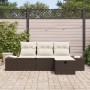 Juego de Sofás de Jardín de 4 Piezas con Cojines Ratán Poliéster Marrón by , Outdoor sofas - Ref: Foro24-3360679, Price: 317,...