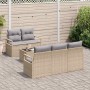 Conjunto de sofá de jardín 6 pcs Beige y gris 55 x 55 x 37 cm