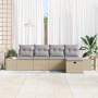 Conjunto de Sofá de Jardín de 5 Piezas con Cojines Beige de Poliratán by , Outdoor sofas - Ref: Foro24-3360691, Price: 383,59...