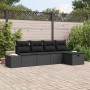 Conjunto de Sofás de Jardín de 5 Piezas con Cojines Negro Ratán Poliéster by , Outdoor sofas - Ref: Foro24-3360694, Price: 37...