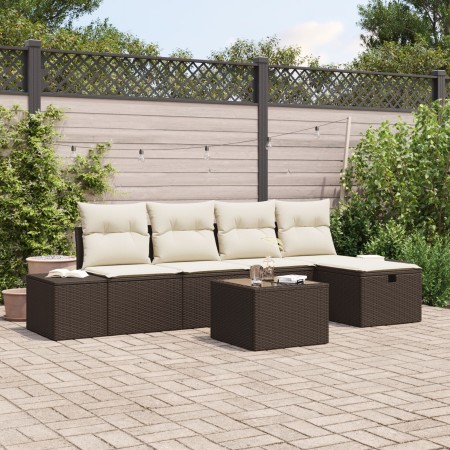 Juego de Sofá de Jardín de 6 Piezas con Cojines de Ratán Poliéster Marrón by , Outdoor sofas - Ref: Foro24-3360699, Price: 41...