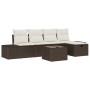 Juego de Sofá de Jardín de 6 Piezas con Cojines de Ratán Poliéster Marrón by , Outdoor sofas - Ref: Foro24-3360699, Price: 41...