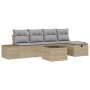 Conjunto de Sofá de Jardín de 6 Piezas con Cojines Beige Poliratán by , Outdoor sofas - Ref: Foro24-3360701, Price: 434,93 €,...
