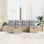 Conjunto de Sofá de Jardín de 6 Piezas con Cojines Beige Poliratán by , Outdoor sofas - Ref: Foro24-3360701, Price: 434,93 €,...