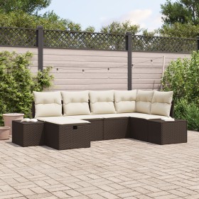 Juego de Sofá de Jardín de 6 Piezas con Cojines Marrón Ratán Polimérico by , Outdoor sofas - Ref: Foro24-3360709, Price: 460,...