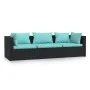 3-Sitzer-Sofa mit schwarzen synthetischen Rattankissen von vidaXL, Gartensets - Ref: Foro24-317533, Preis: 326,98 €, Rabatt: %