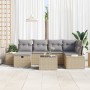 Juego de Sofá de Jardín de 7 Piezas con Cojines Beige Poliratán by , Outdoor sofas - Ref: Foro24-3360721, Price: 515,90 €, Di...
