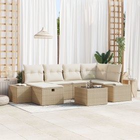 Juego de Sofás de Jardín de 7 Piezas con Cojines Beige Ratán Sintético by , Outdoor sofas - Ref: Foro24-3360722, Price: 534,8...