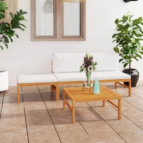 Gartenmöbel-Set 4-teilig aus Teakholz und cremefarbenen Kissen von vidaXL, Gartensets - Ref: Foro24-3087248, Preis: 318,25 €,...