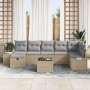 Conjunto de sofá de jardín de 8 piezas con cojines Beige Ratán Poli by , Outdoor sofas - Ref: Foro24-3360741, Price: 554,40 €...