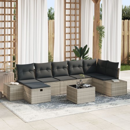 Juego de Sofá de Jardín de 8 Piezas con Cojines Gris Claro de Ratán Versátil by , Outdoor sofas - Ref: Foro24-3360743, Price:...