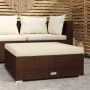 Reposapiés de jardín y cojín ratán sintético marrón 70x70x30cm by vidaXL, Modular outdoor sofas - Ref: Foro24-317503, Price: ...