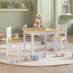 Mesa y silla infantil 3 pzas MDF blanco y beige