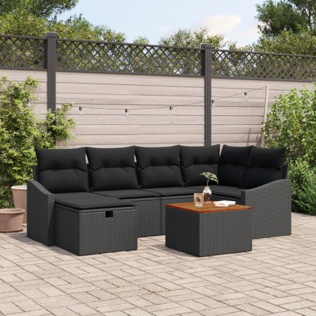 Conjunto de sofá de jardín de 7 piezas con cojines de polirratán negro von , Outdoor-Sofas - Ref: Foro24-3360901, Preis: 466,...